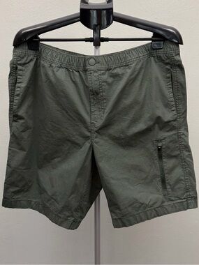 George Men’s Olive Ripstop Cargo Hiking Utility Shorts Size L 36-38 Zip Pocket